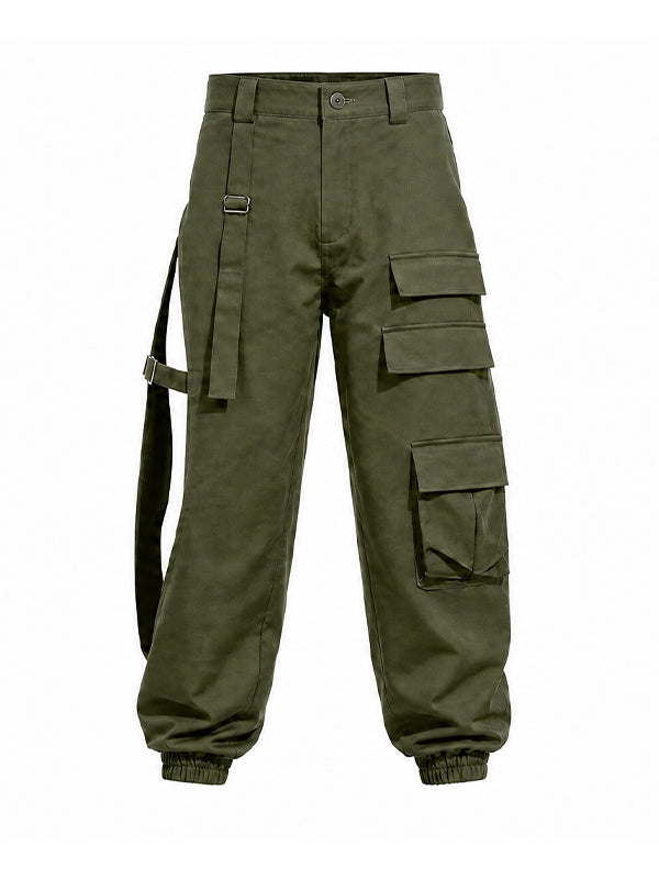 Men's Avant-Garde High Side Slit Cut Out Tactical Cargo Jogger Pant SKUL70351