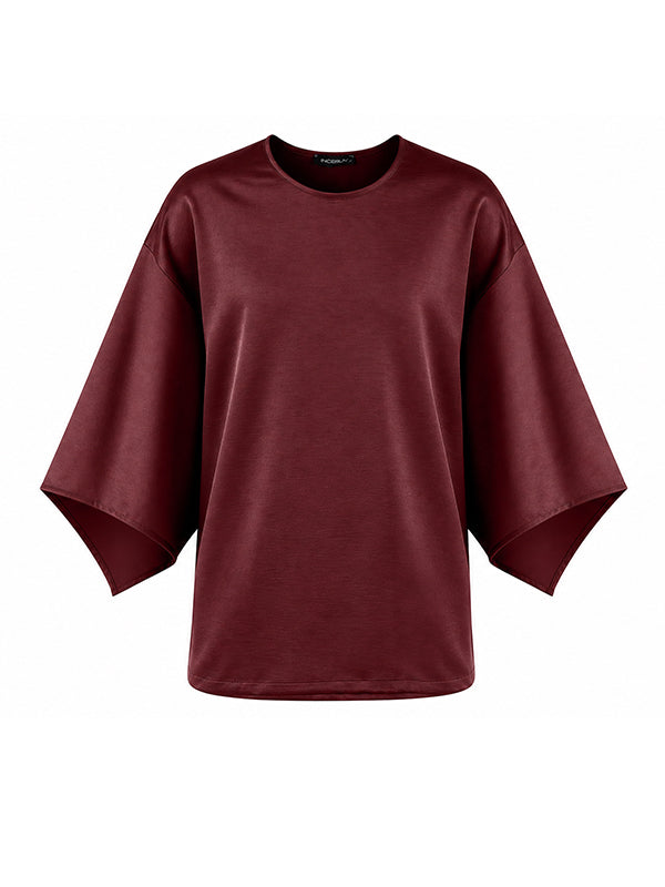 Men's Romantic Avant-Garde High-Shine Satin Kimono-Sleeve Flowy T-shirt SKUL80552
