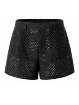 Men's Avant-Garde Crochet Open-Knit Slim Cropped Booty Denim-Style Short SKUL71351