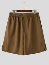 Men's Japanese Cityboy Minimalist High-Elastic Wide Waistband Side-Slit Five-Point Short SKUL69605