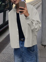 Men's Solid Color Minimalist Long Sleeve Shirt SKUL44023