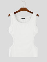 Men's Avant-Garde Side-Cutout Ribbed Knit Fit Tank SKUL69686