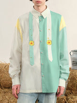 Men's Striped Color Block Casual Long Sleeve Shirt SKUL22483