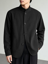 Men's Solid Stand Collar Casual Long Sleeve Blazer SKUL29754