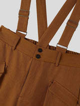 Men's Avant-Garde Runway Adjustable Suspender Strap Cargo Flap Pocket High Waist Pant SKUL80468
