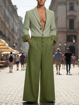 Men's Casual Contrast Color Long Sleeve Jumpsuit SKUL48607