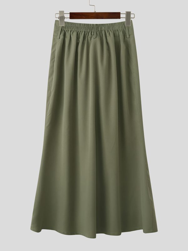 Men's Bohemian Ethnic Style Draped Wrap Front Loose Wide Leg Skirt SKUL60637