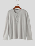 Mens Solid Half Open Collar Long Sleeve T-Shirt SKUK52243