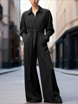 Men's Solid Color Lace Up Design Jumpsuit SKUL50019