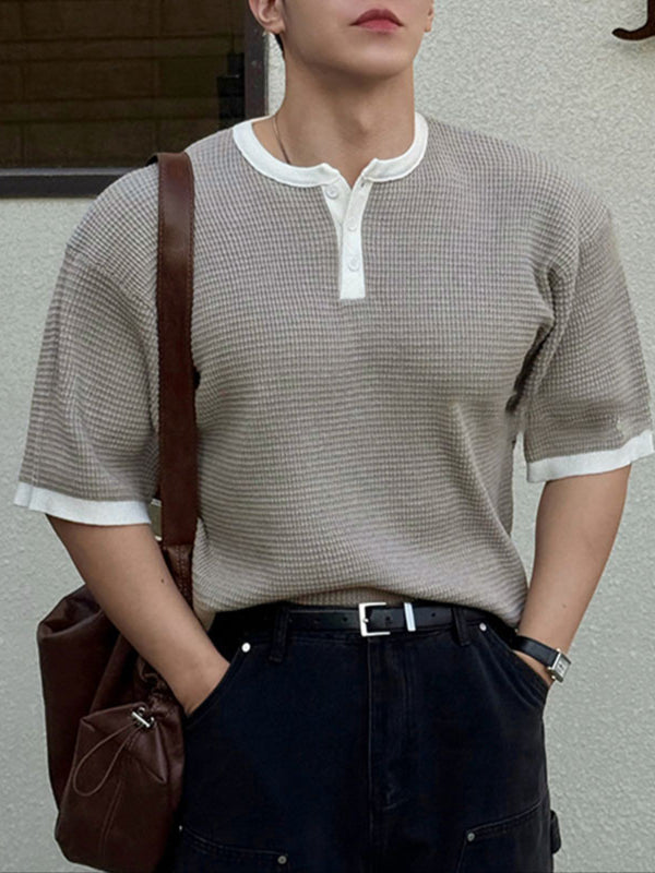 Men's Color Block Plaid Short Sleeve T-Shirt SKUL23973