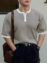 Men's Color Block Plaid Short Sleeve T-Shirt SKUL23973