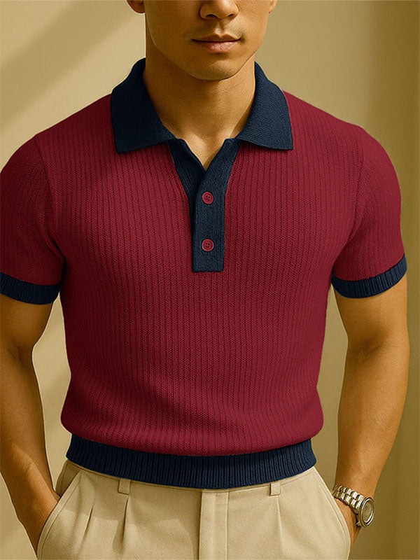 Mens Color Block Textured Short Sleeve T-Shirt SKUL17018