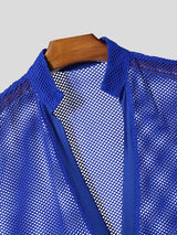 Men's Avant-Garde Sheer Mesh Deep V-Neck Slim Fit Cap Sleeve Muscle Tank SKUL64182