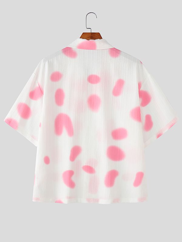 Men's Gradient Polka Dot Print Short Sleeve Shirt SKUL42242