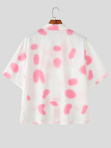 Men's Gradient Polka Dot Print Short Sleeve Shirt SKUL42242