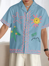 Mens Graffiti Print Short Sleeve Shirt SKUL12955