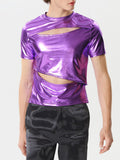 Mens Cutout Glitter Short Sleeve T-shirt SKUK51684