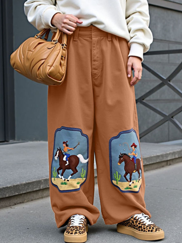 Men's Cartoon Print Wide Leg Casual Pant SKUL25974