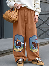 Men's Cartoon Print Wide Leg Casual Pant SKUL25974