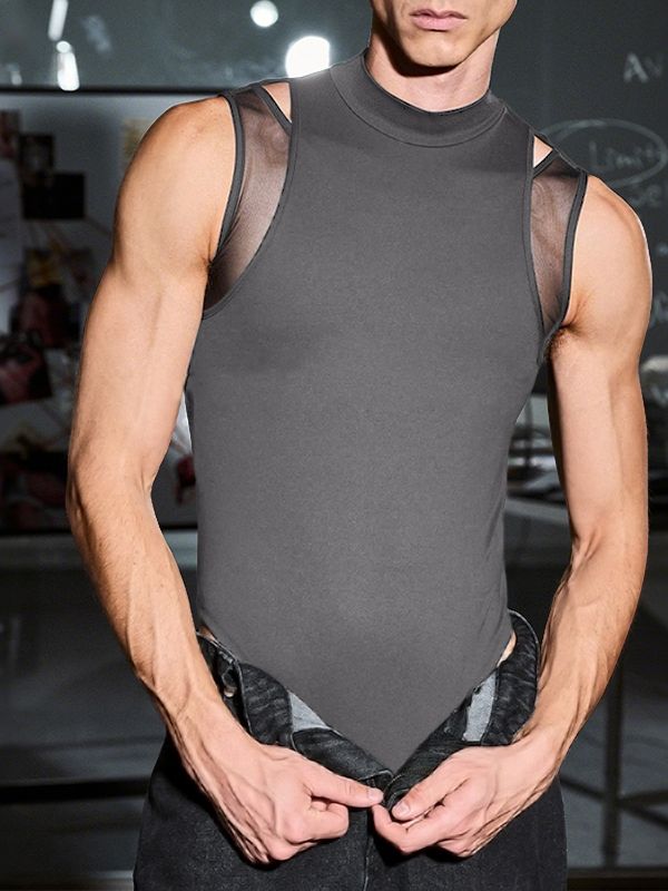 Men's Solid Color Deconstructed Bodysuit SKUL50540