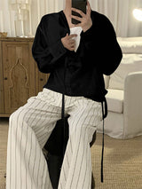 Men's Loose Ribbon Long Sleeve Shirt SKUL24764