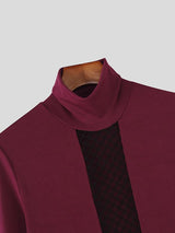 Men's Sheer Mesh Patchwork Knit Long Sleeve T-shirt SKUL45326