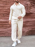 Mens Solid Fleece Casual Two Pieces Outfits SKUK40486