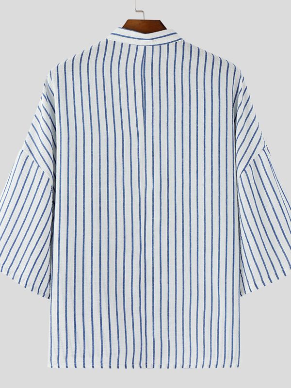Men's Loose Stripe Half Sleeve Shirt SKUL28485
