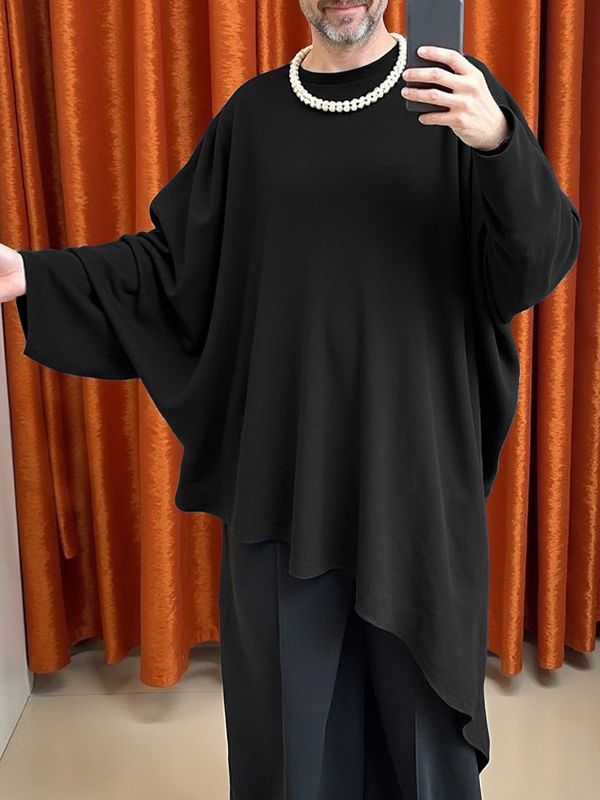 Men's Irregular Hem Loose Long Sleeve T-Shirt SKUL34220