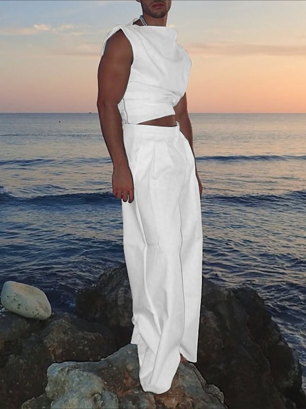 Men's Solid Color Casual Two Pieces Outfit SKUL30526