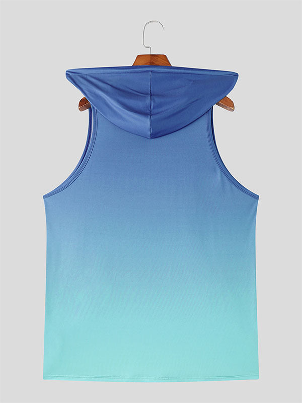 Mens Gradient Color Casual Hooded Tank SKUL17428