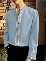 Men's Casual Contrast Color Long Sleeve Shirt SKUL45330