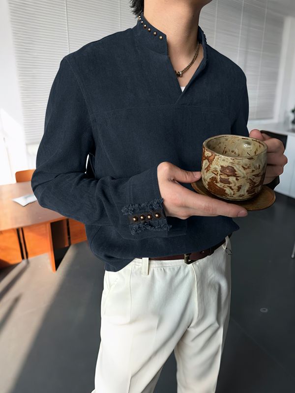 Men's Metal Stud Decor Long Sleeve T-Shirt SKUL29729