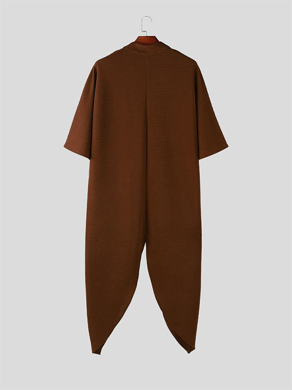 Men's Irregular Hem Texture Long Sleeve Cardigan SKUL24821