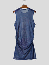 Men's Avant-Garde High Street Buddhist Graphic Mesh Sheer Tank SKUL65895