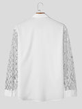 Mens Sequined Sleeve Patchwork See Through Shirt SKUK45535