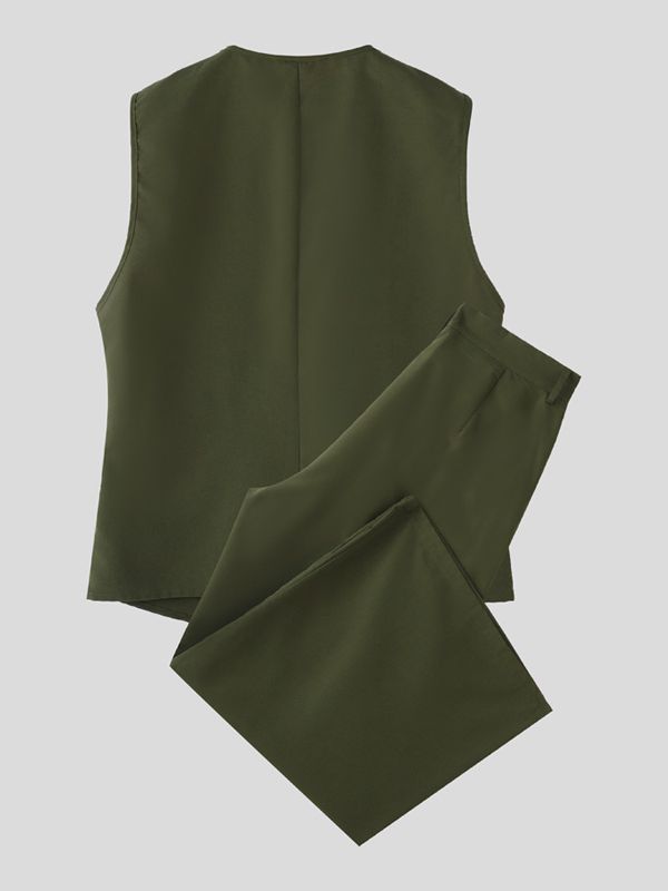 Men's Solid Color Casual Two Pieces Outfit SKUL40256