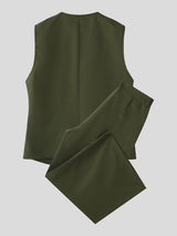 Men's Solid Color Casual Two Pieces Outfit SKUL40256