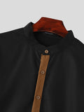 Mens Contrast Patchwork Stand Collar Casual Shirt SKUK45505