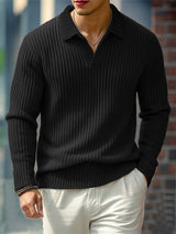 Men's Solid Color Textured Long Sleeve Sweater SKUL28545