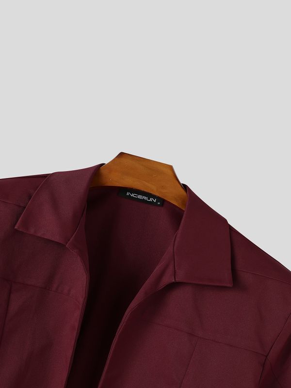 Men's Avant-Garde Runway Ultra Cropped Hanging Streamer Long Sleeve Lapel Collar Crop Jacket SKUL83120