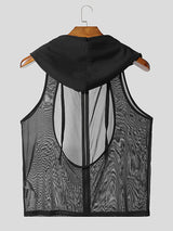 Mens Sheer Mesh Hooded Casual Tank SKUL10605