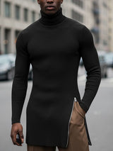 Men's Deconstructed Split Textured Long Sleeve T-shirt SKUL46252