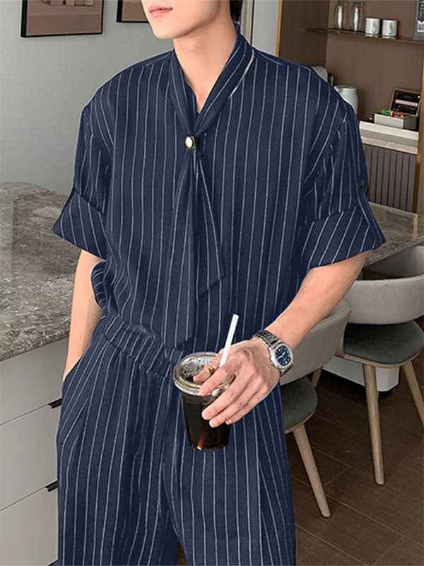 Mens Striped Casual Two Pieces Outfit SKUL20289