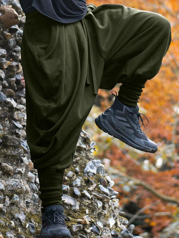 Men's Solid Pleated Loose Casual Pant SKUL32854