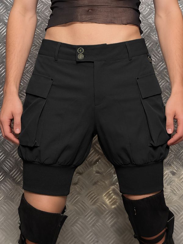 Men's Cyberpunk Techwear Multi-Pocket Cargo Bloomer Short SKUL64172