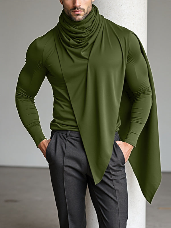 Men's Solid Color Knit Turtleneck Long Sleeve T-Shirt SKUL32883