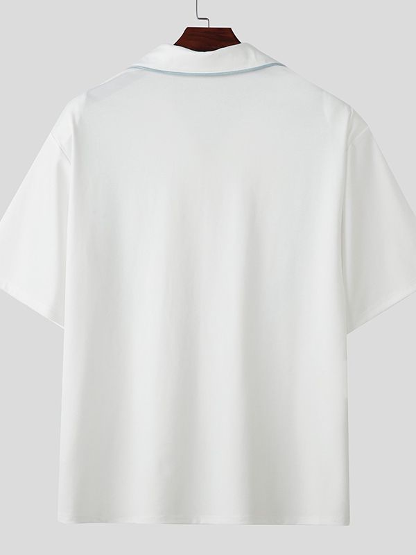 Men's Color Block Zip Lapel Shirt SKUL37556