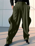 Mens Solid Irregular Silhouette Loose Pants SKUK52915