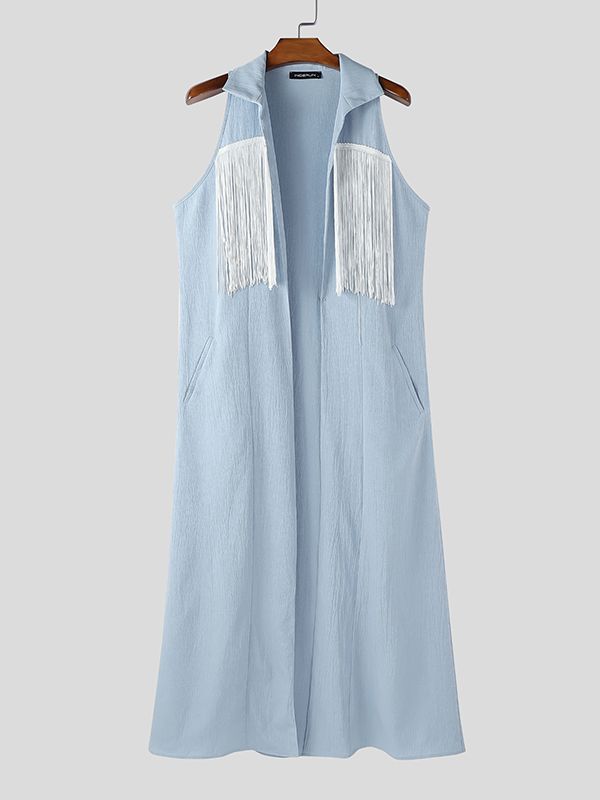 Men's Tassel Patchwork Textured Cardigan SKUL47661